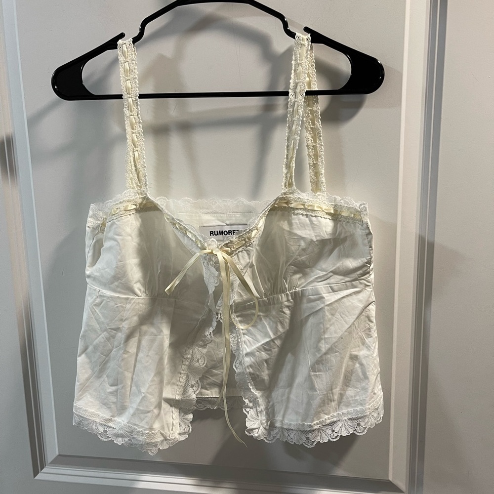 Rumored White Lace Detail Top Size Large